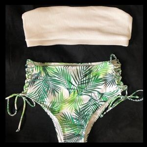 PacSun High Waisted Bikini Set White Green